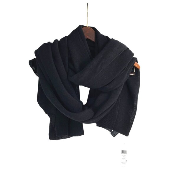 NEW Eileen Fisher Womens OS Black Knit Wrap Organic Linen Blend Soft Lightweight